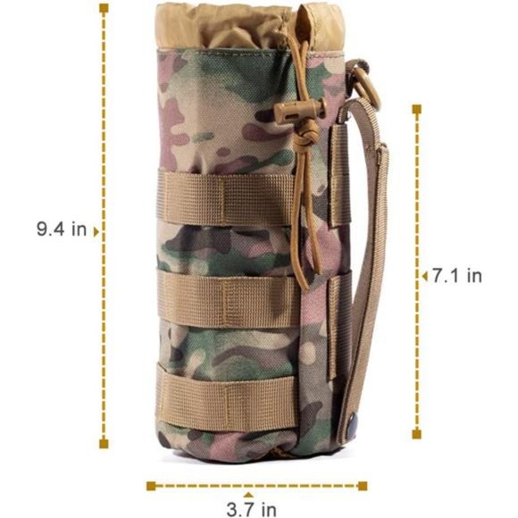 Set of 2 Water Bottles Pouch Bag, Tactical Drawstring Molle Water Bottle Holder - Picture 2 of 7
